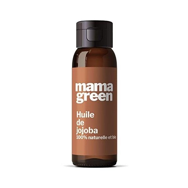 Mama Green – Huile de Jojoba Bio pure et extra vierge - 50 ml – hydrate, nourrit, rééquilibre la peau et les cheveux ! Marque