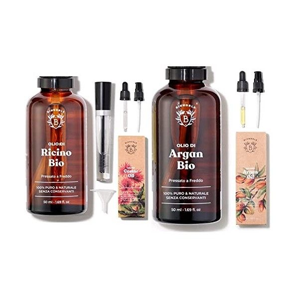 Bionoble Huile de Ricin Bio 50ml - 100% Pure, Naturelle et Pressée à Froid - Cils, Sourcils, Corps, Cheveux, Barbe & Huile d