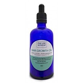 100% Naturel HUILE DE CROISSANCE DES CHEVEUX - RICIN, ARGAN, MORINGA & COCO avec ROMARIN & EUCALYPTUS - 100 ml par Fine Line 