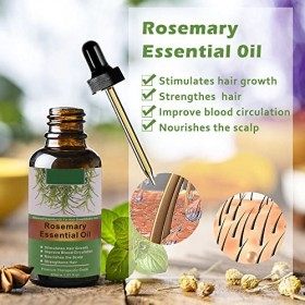 Sérum de Croissance de Cheveux, Nourrit le Cuir Chevelu Prévenant la Chute des Cheveux Huile de Romarin Cheveux pour la Crois