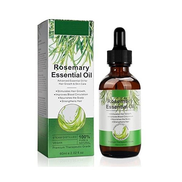 60ml Rosemary Hair Growth Oil, Rosmarinöl Hair Growth Serum for Hair Loss Regrowth Treatment, Strengthens Hair, Nourishes Sca