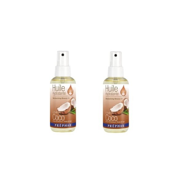 2 Sprays dHuiles Cosmetique Huile de Coco Cheveux Ongles Visage Lèvres Corps Accélère la Pousse des Cheveux, Cils et Ongles 