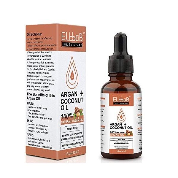 Huile dArgan Bio & Huile de Noix de Coco - Sérum de Soin Naturel pour Visage, Cheveux, Corps Ongles - Argan Pressée à Froid 