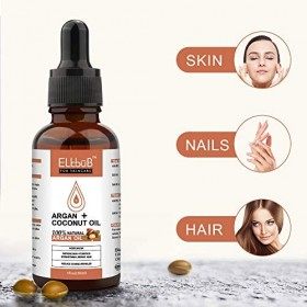 Huile dArgan Bio & Huile de Noix de Coco - Sérum de Soin Naturel pour Visage, Cheveux, Corps Ongles - Argan Pressée à Froid 