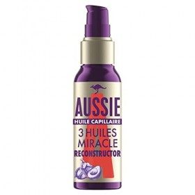 Aussie, huile cheveux, 3&nbsp;miracle oil reconstructor à l’huile de noix de macadamia d’australie, huile de graine de jojoba d’au