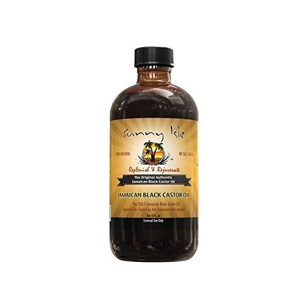Sunny Isle - Huile de ricin noire jamaïcaine originale, huile de ricin 100 % pure pour les cheveux, les cils et les sourcils 