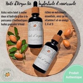 Huile dArgan Naturelle de Bio Souss - Flacon 50 ml dArgan Bio du Maroc - Pure - Certifiée en Laboratoire - Argan pressé à F