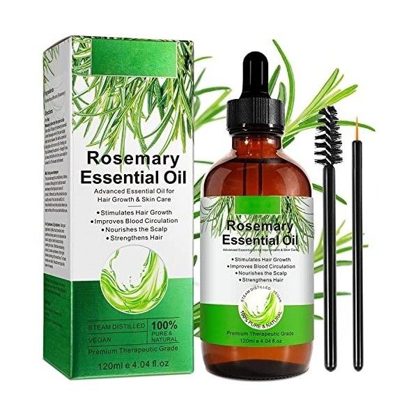 Huile Essentielle Romarin Bio Pour Cheveux,120ML,Rosemary Oil for H