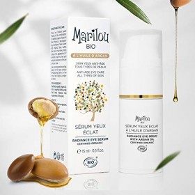 Marilou Bio - Gamme Argan - Sérum Yeux Eclat à lHuile dArgan - Flacon Pompe 15 ml - Lumière sur la Zone Regard !