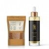 Huile dargan bio du Maroc,100ml, cheveux, visage, Pressée à froid + Poudre Exfoliante dargan 50g, Huile argan du Maroc, Cer