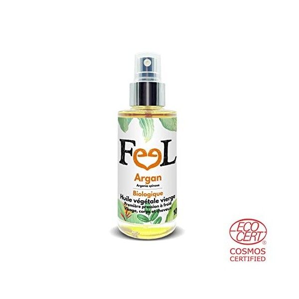 Huile dArgan BIO 100ml - Feel Oil - Certifiée Ecocert 100% pure et naturelle - Cosmétiques made in France - Argania spinosa 