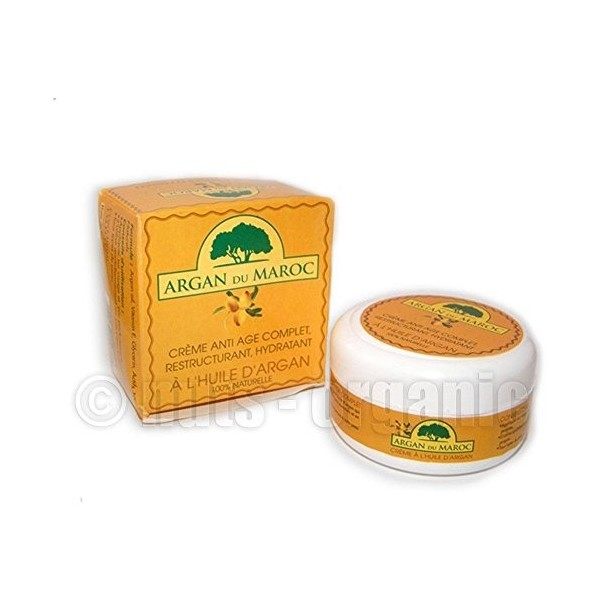 CRÈME ANTI ÂGE COMPLET : RESTRUCTURANT, HYDRATANT À LHUILE DARGAN 100% NATURELLE ,POT 100ML