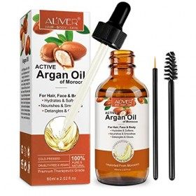 Argan Oil 60ml Huile dArgan Bio Vegan Pure et Pressée à Froid - Huile Argan pour Corps, Cheveux et Ongles en Bonne Santé