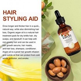 Argan Oil 60ml Huile dArgan Bio Vegan Pure et Pressée à Froid - Huile Argan pour Corps, Cheveux et Ongles en Bonne Santé