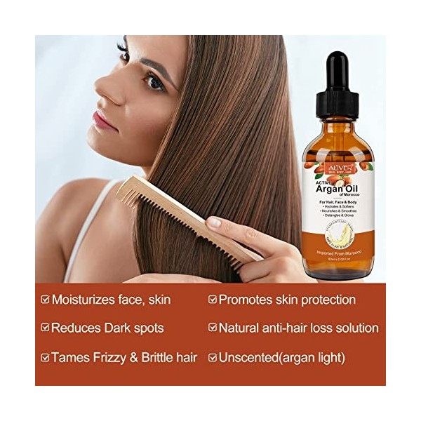 Huile dargan du Maroc - Stimule la croissance des cheveux, soins de la peau, du corps et du visage, protecteur des ongles, n