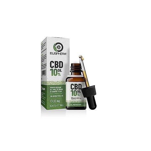 EUSPHERA - Huile de CBD 10% Pure Made in Italy - Naturelle - 10 ml