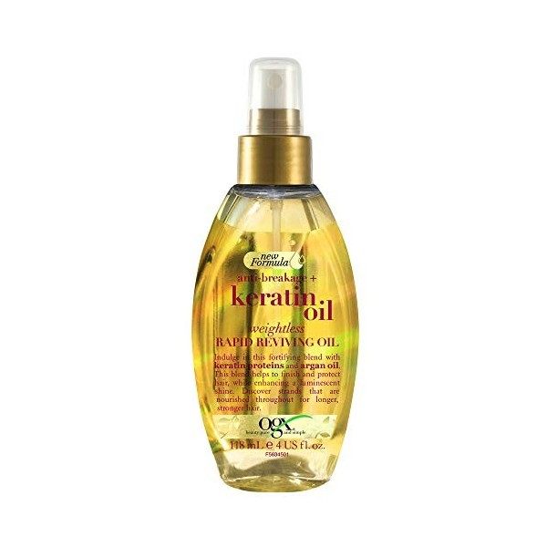 OGX Keratin Oil, Weightless Rapid Reviving Oil, huile légère, revitalisation immédiate, 118 ml