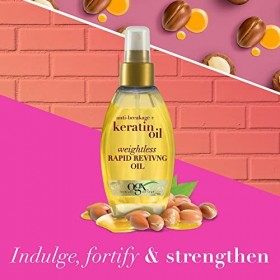 OGX Keratin Oil, Weightless Rapid Reviving Oil, huile légère, revitalisation immédiate, 118 ml