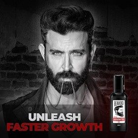 Beardo Huile de croissance pour barbe et cheveux - 50 ml - Ingrédients naturels - Huiles de rose et dhibiscus