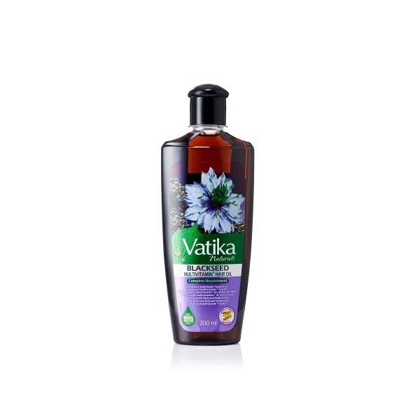 Vatika Naturals Huile capillaire enrichie de graines noires 200 ml, incolore