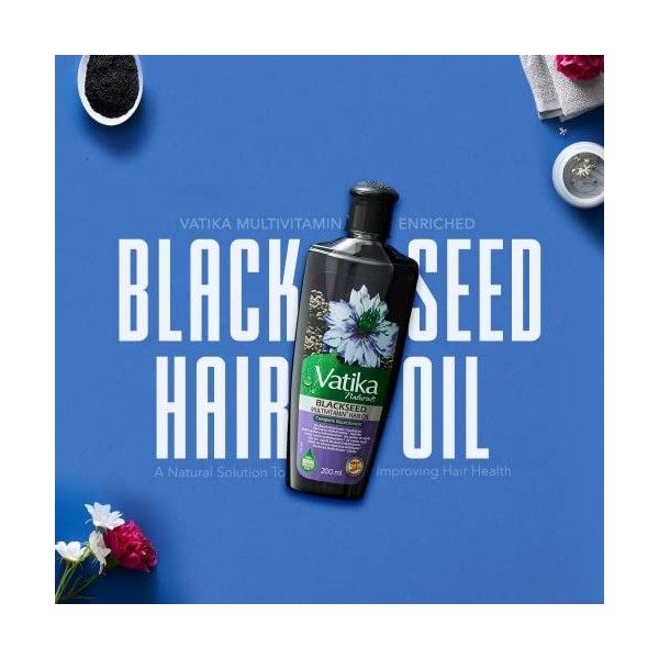 Vatika Naturals Huile capillaire enrichie de graines noires 200 ml, incolore