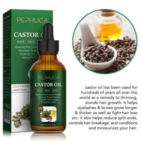 Huile de ricin pour la croissance des cheveux, cils, sourcils, barbe, ongles - 100% pure et naturelle pressée à froid, utilis