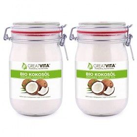 MeaVita Pack de 2 Huile de Noix de Coco Biologique Vierge dans un Gobelet 1 L