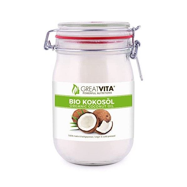 MeaVita Pack de 2 Huile de Noix de Coco Biologique Vierge dans un Gobelet 1 L