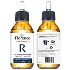 Huile de Ricin 100% Bio, Pure, Naturelle et Biologique. Grand 100ml, Pressée à Froid pour Cils, Sourcils, Visage, Cheveux, Ba