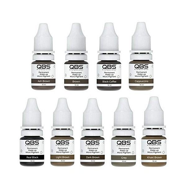 QBS Microblasing Pigments pour sourcils 10 ml | Utilisation à la machine et à la main | Choix de 9 couleurs | Produits SPMU 