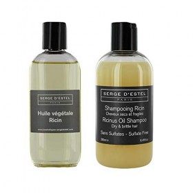 SERGE D ESTEL PARIS Shampoing Ricin Sans Sulfate 250ml Huile de Ricin 100ml. Soin pour Cheveux Très Secs au Ricin
