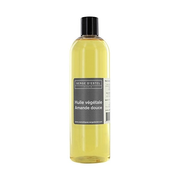 Huile Amande Douce 500ml. Première Pression à Froid 100% Pure et Naturelle Huile de Soin Cheveux Secs et Peaux Sèches. Huile 