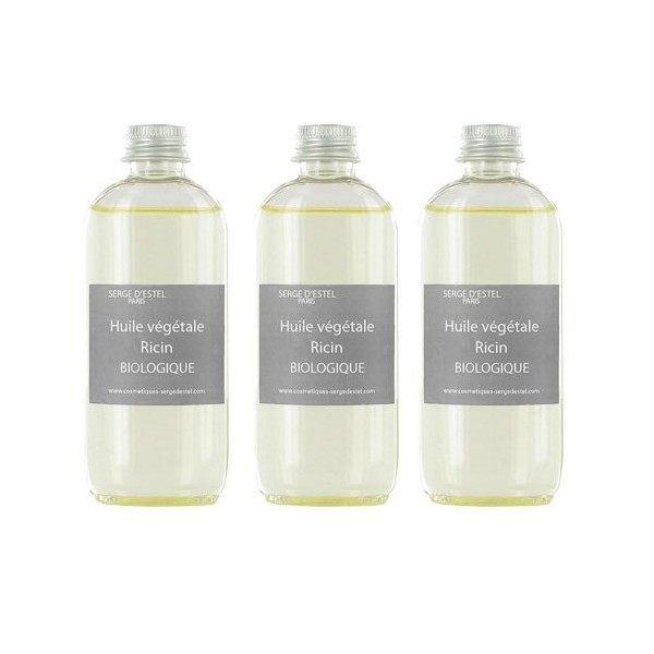 Huile de Ricin Biologique 100ml x3. Soin Fortifiant Cheveux Ongles Cils. Favorise la Pousse de la Barbe et des Cheveux. Renfo