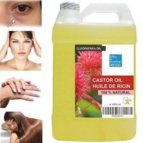 Huile de Ricin 100% Naturelle 1000 ml LHuile de Beauté de Cléopâtre - Cils Cheveux Ongles Anti Cernes Démaquillant Yeux & Vi