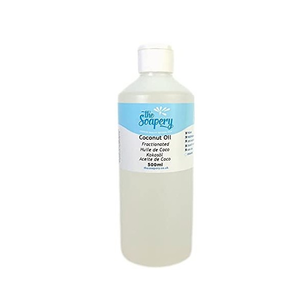 Huile de noix de coco fractionnée, 500 ml, 100 % pure et naturelle pour soin de la peau et des cheveux