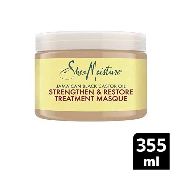 SheaMoisture Masque Fortifiant Huile de Ricin Noir de Jamaïque, pour cheveux abîmés et traités chimiquement, Fortifie et Rest