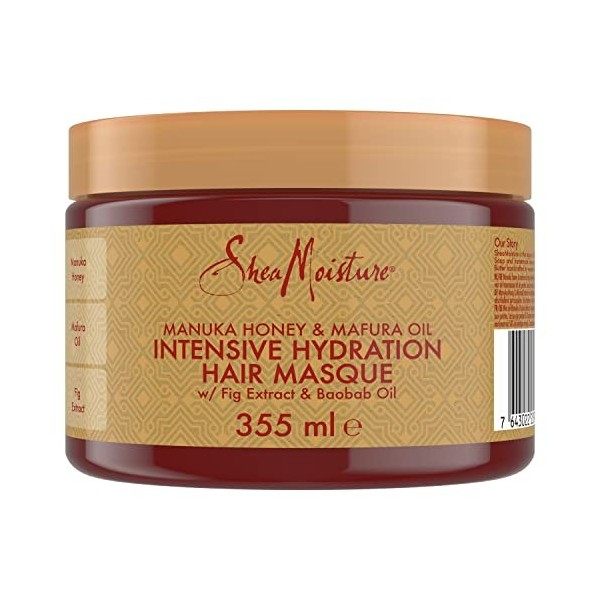 Shea Moisture Masque Super Hydratant Miel de Manuka & Huile de Mafura pour cheveux très secs et abîmés Soigne et Hydrate inte