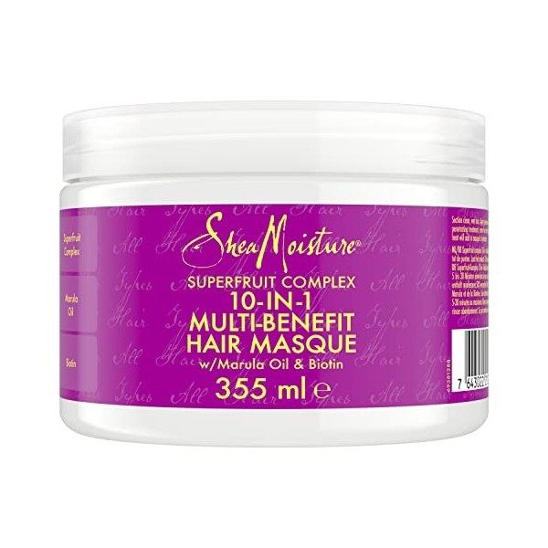 Shea Moisture Masque 10 en 1 SuperFruit Complex pour cheveux ternes en manque déclat Hydrate et Nourrit 355 ml