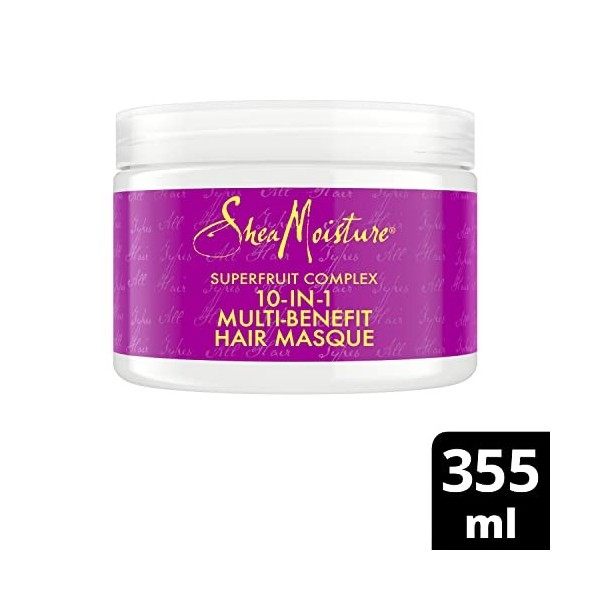 Shea Moisture Masque 10 en 1 SuperFruit Complex pour cheveux ternes en manque déclat Hydrate et Nourrit 355 ml