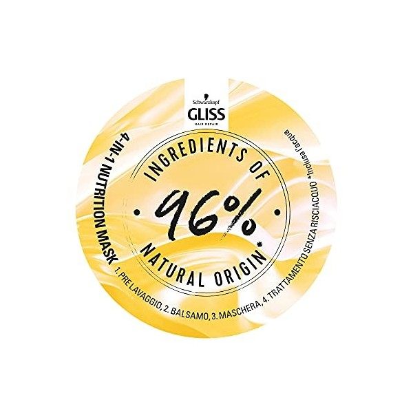 Schwarzkopf Gliss 4-en-1 Masque Protéiné au Beurre de Karité pour Cheveux Secs 400 ml