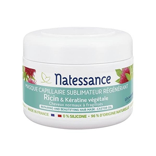 Natessance - Masque Capillaire Sublimateur Régénérant - Ricin & Kératine Végétale - Pot de 200 ml