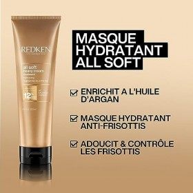 Redken, Masque Hydratant pour Cheveux Secs & Sensibilisés, Protéines & Huile dArgan, All Soft Heavy Cream, 250 ml