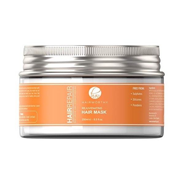 Hairworthy Hairrepair Masque capillaire rajeunissant, traitement nourrissant instantané, formule intensément revitalisante en