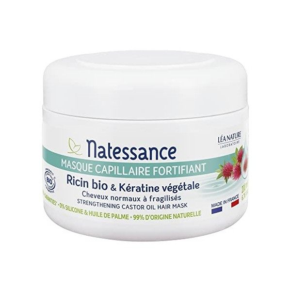 Natessance Masque Capillaire Fortifiant Ricin Bio & Kératine Végétale 200 ml