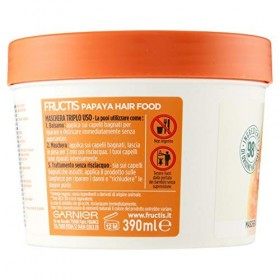 Fructis Hair Food Papaya Masque Réparateur 3 en 1 avec Formule Végane pour Cheveux abîmés 390 ml