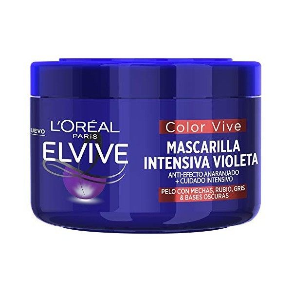 L’Oréal Paris Elvive Color Vive Mascarilla Intensiva Violeta Matizadora Para El Pelo Con Mechas, Decolorado Rubio O Gris Incl