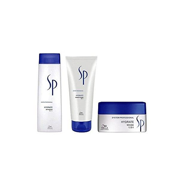 Wella SP Soins hydratants Trio Hydrate avec shampooing 200 ml, après-shampooing 250 ml et masque 200 ml