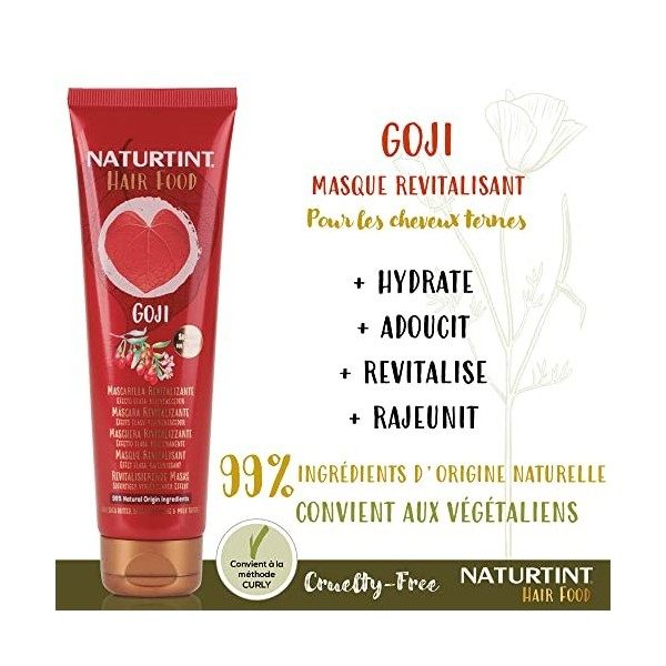 Naturtint Hair Food Goji Masque Revitalisant pour Cheveux Ternes/Affaiblis, 150 ml