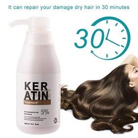 300 Ml de Kératine Brésilienne, pour le Traitement des Cheveux Chauds PURC endommagés.