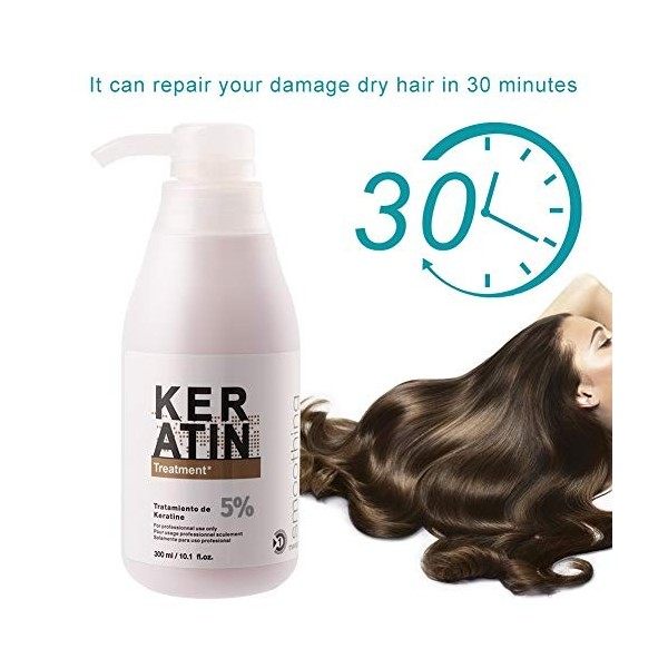 300 Ml de Kératine Brésilienne, pour le Traitement des Cheveux Chauds PURC endommagés.